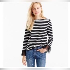 J. Crew Black and White Boxy Striped Blouse size XS